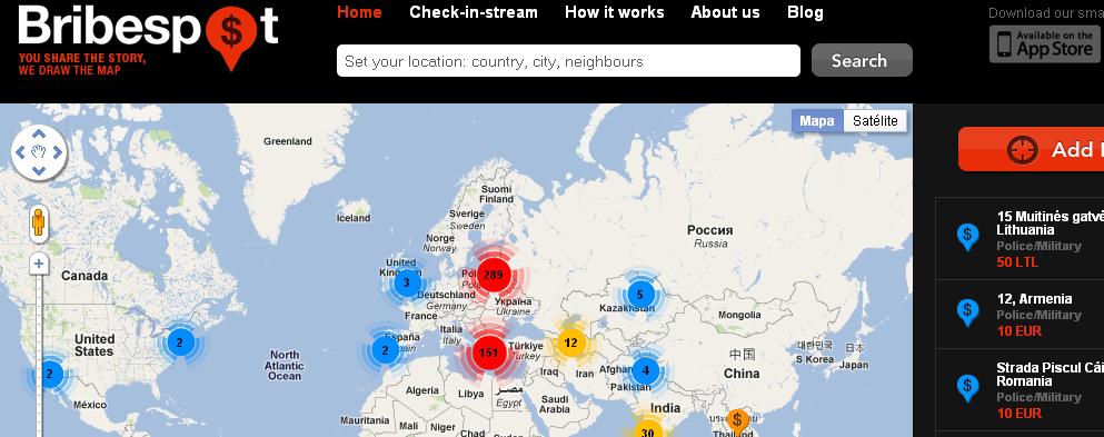 Bribespot Mapa de la corrupcion mundial