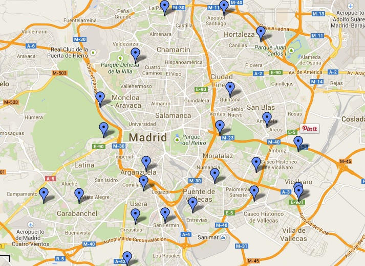 Mapa de piscinas de verano de Madrid elaborado por Aquí Tetuán